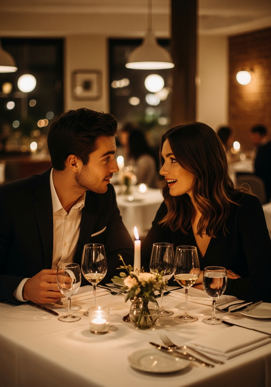 Couple enjoying a restaurant